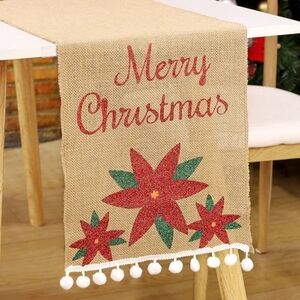 Ameter Christmas Farmhouse Rustic Burlap Table Runner 108 x 12 Inches Long